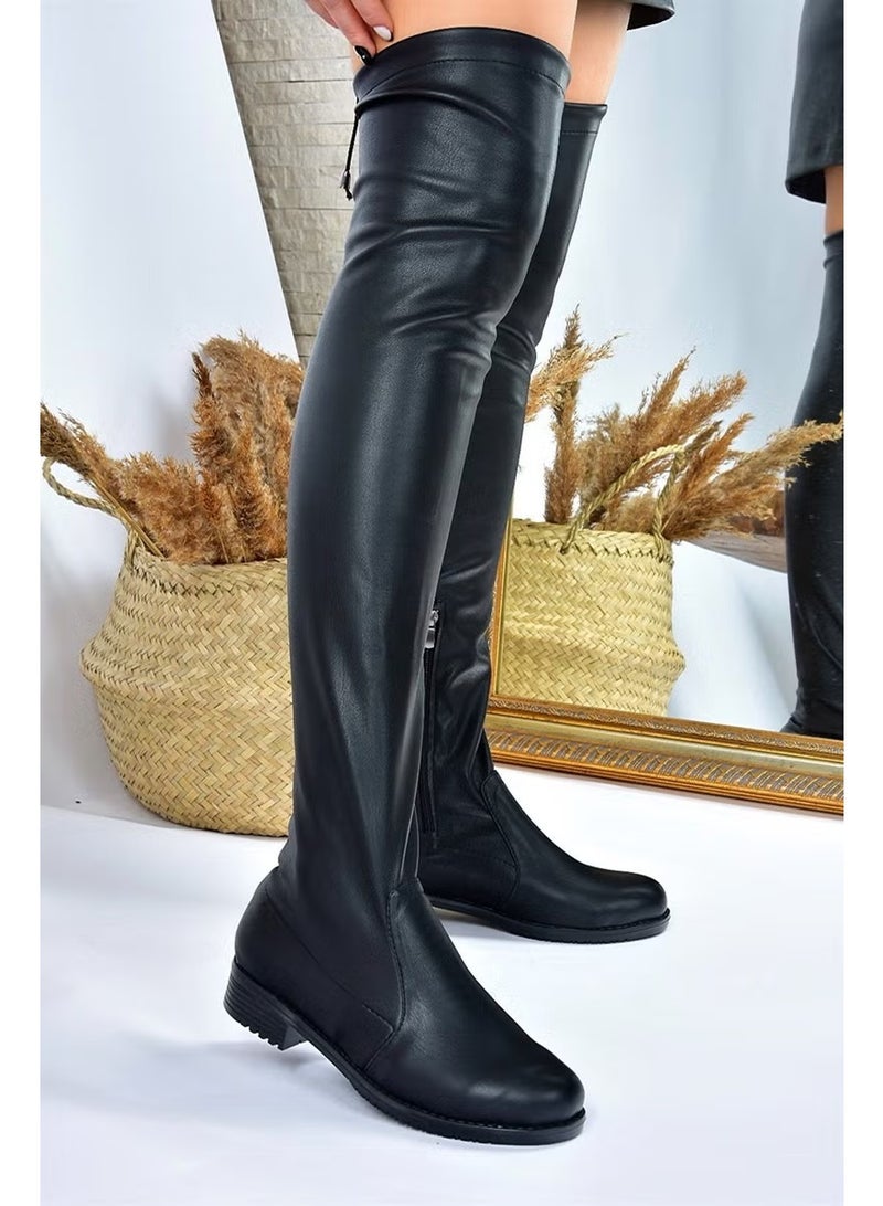 Fox Shoes Faux Leather Black Stretch Women's Boots G268573002 - Image 3